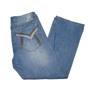 Request Jeans Men's Straight Fit Jeans Size 34x30 Embroidered Flap Pocket BKE